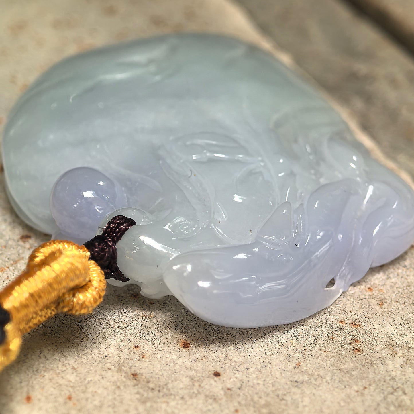 Natural Grade-A Glutinous Light Purple Dolphin Jadeite Pendant · Burmese Jade