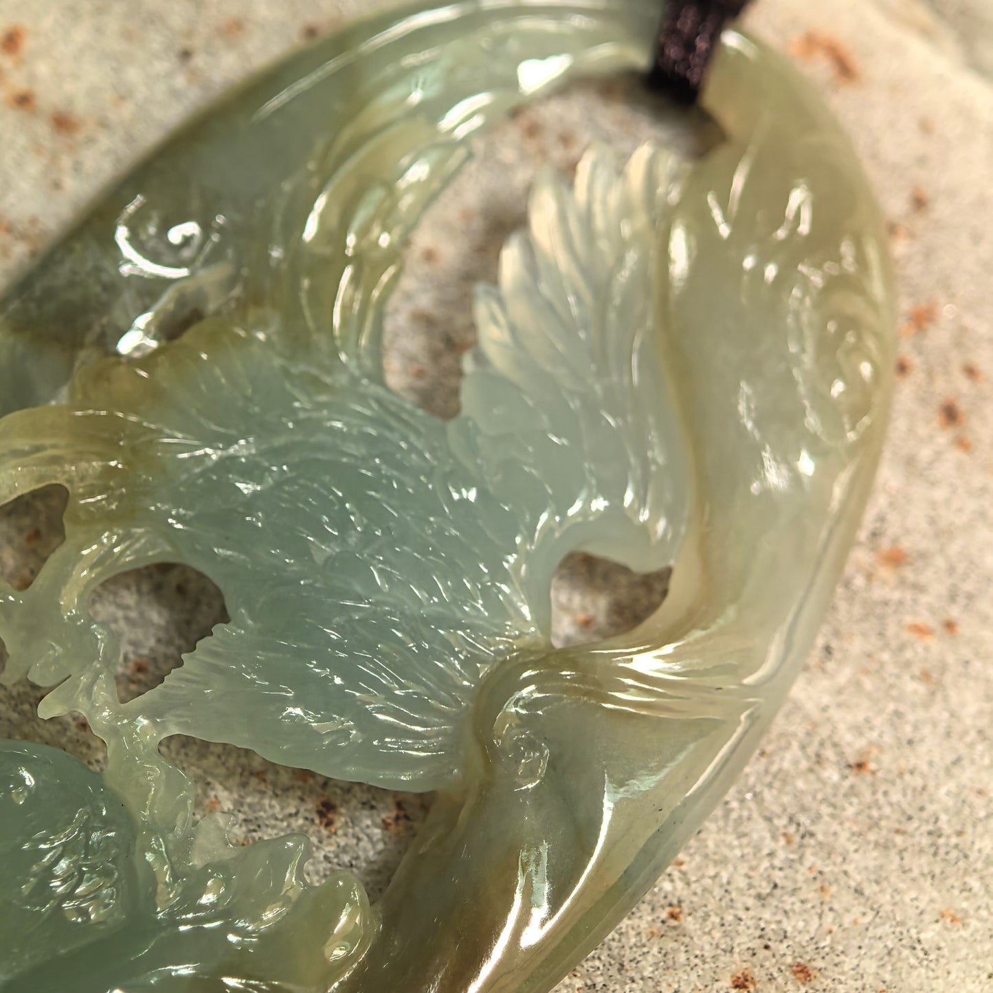Natural Grade-A Glutinous Yellow and Green Eagle Jadeite Pendant · Burmese Jade