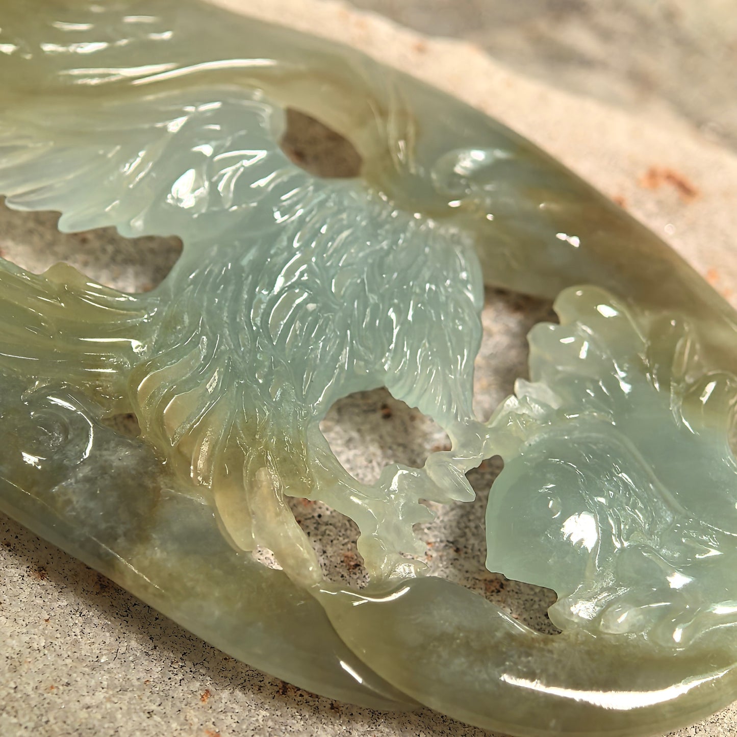Natural Grade-A Glutinous Yellow and Green Eagle Jadeite Pendant · Burmese Jade