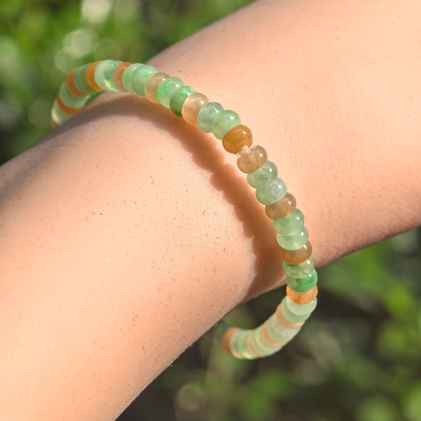Natural Grade-A Glutinous-Icy Multicolor Jadeite Abacus Bead Bracelet · Burmese Jade 4.6mm