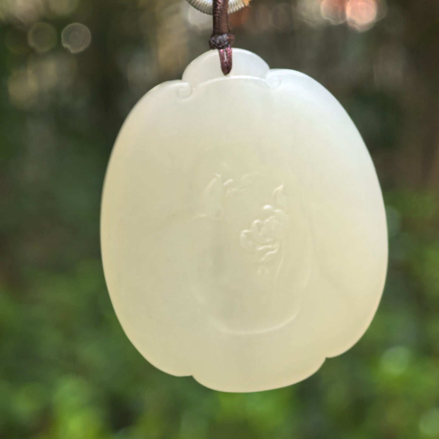 Natural Nephrite Greenish-White Horse Plaque Pendant · Hetian Jade