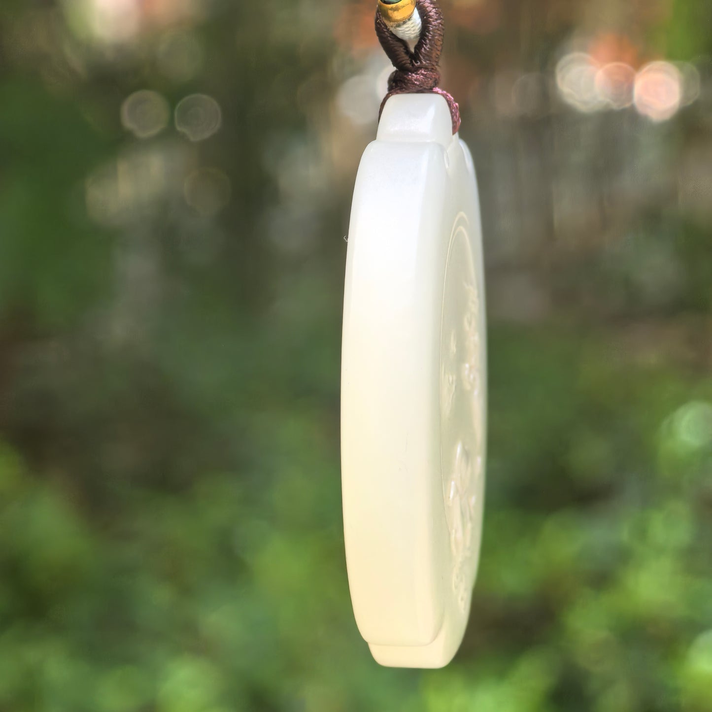 Natural Nephrite Greenish-White Horse Plaque Pendant · Hetian Jade