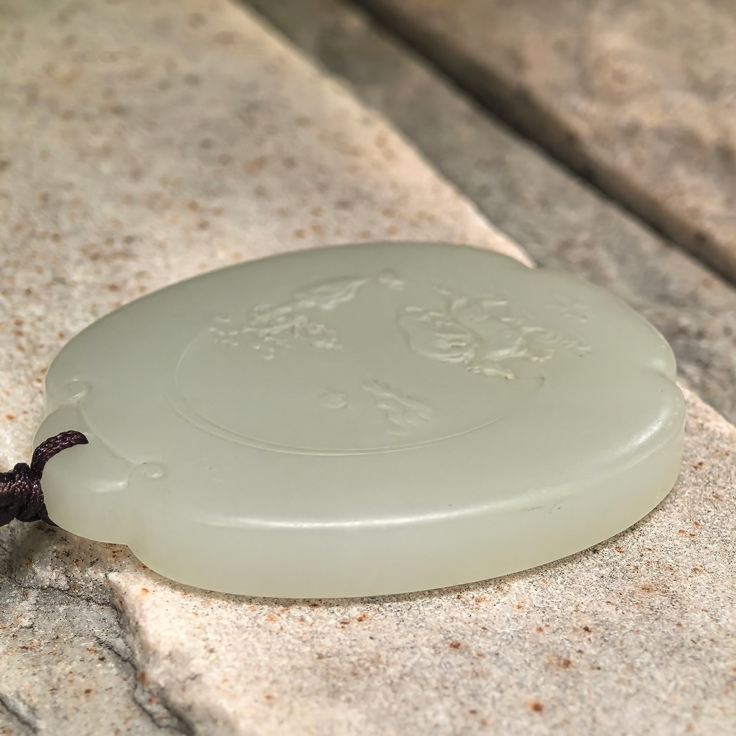 Natural Nephrite Greenish-White Horse Plaque Pendant · Hetian Jade