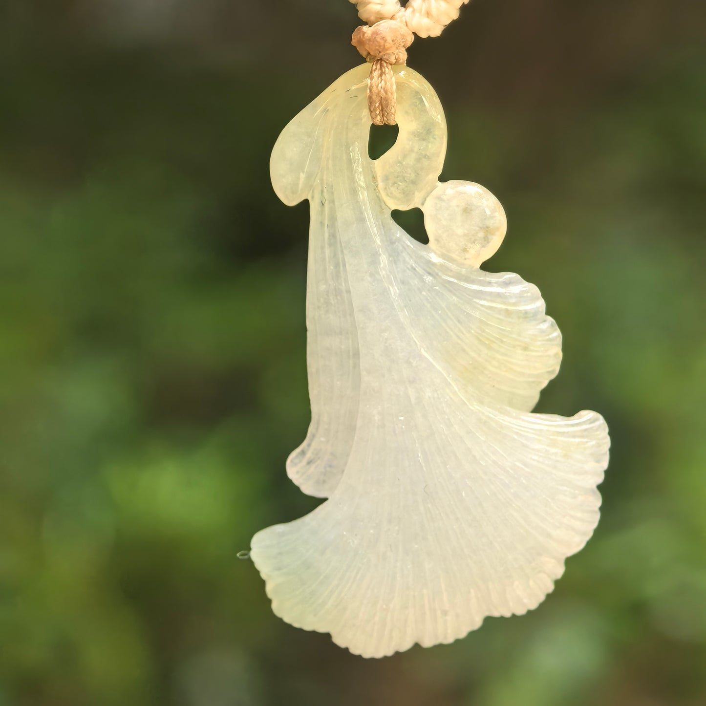 Natural Grade-A Icy Glutinous Light Green Yellow Ginkgo Leaf Jadeite Pendant · Burmese Jade
