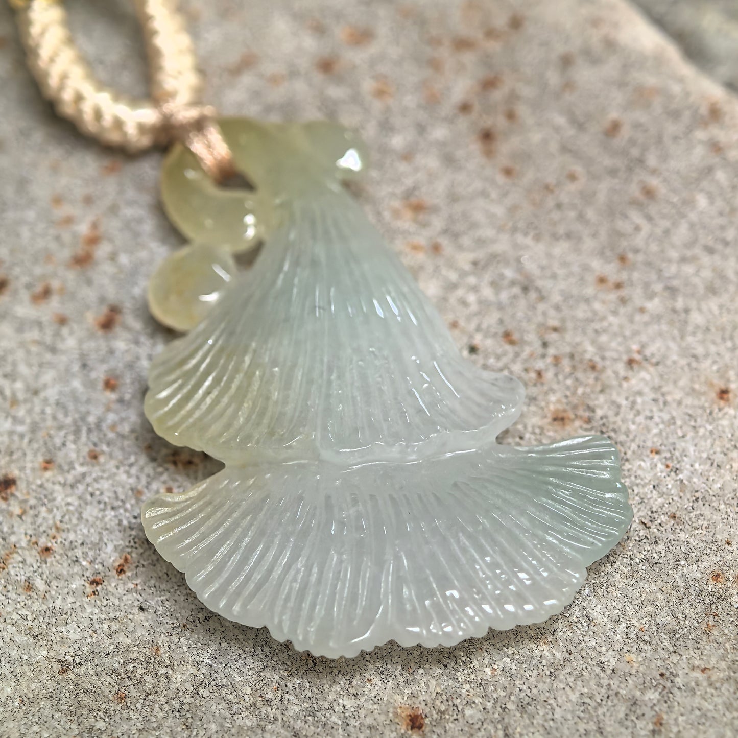 Natural Grade-A Icy Glutinous Light Green Yellow Ginkgo Leaf Jadeite Pendant · Burmese Jade