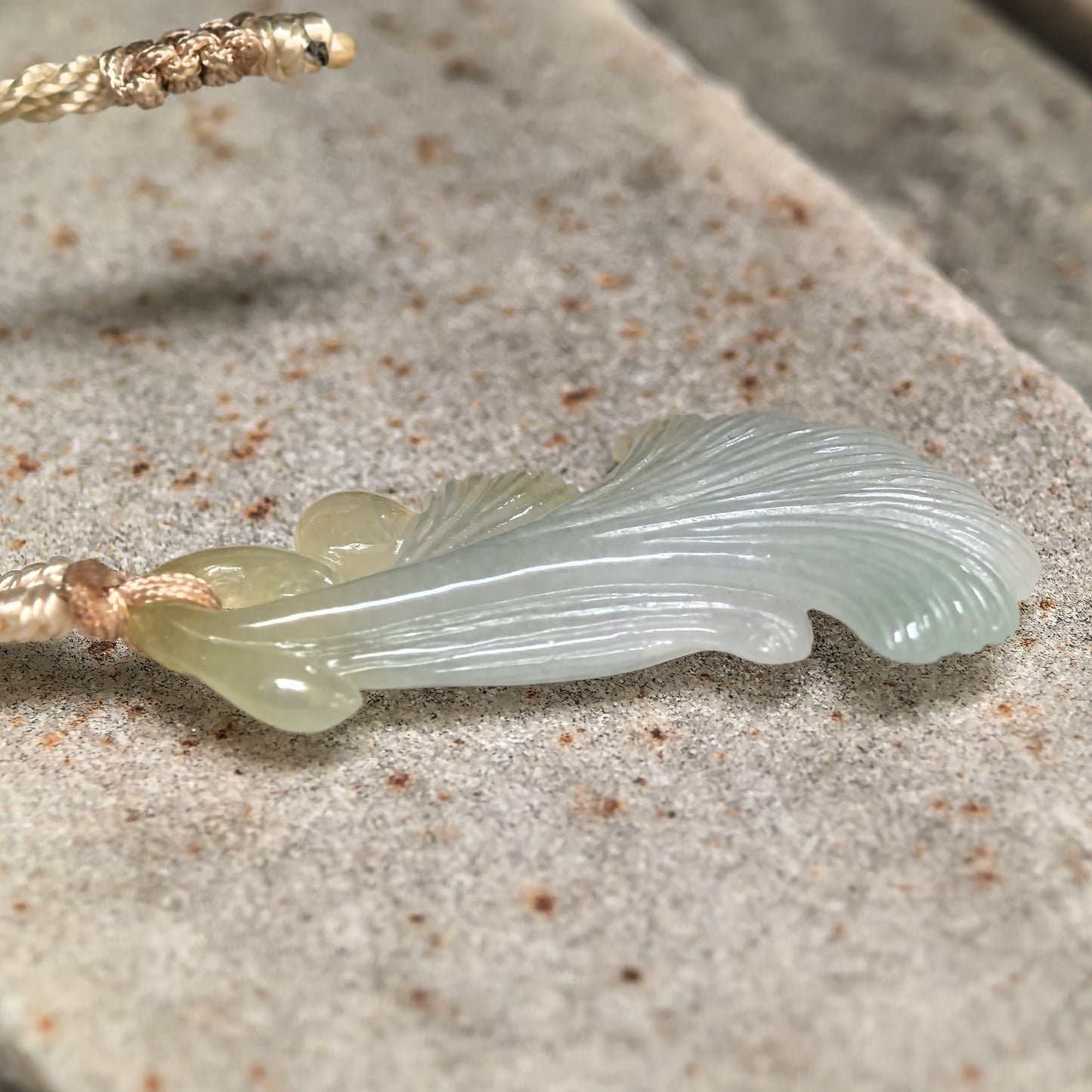 Natural Grade-A Icy Glutinous Light Green Yellow Ginkgo Leaf Jadeite Pendant · Burmese Jade