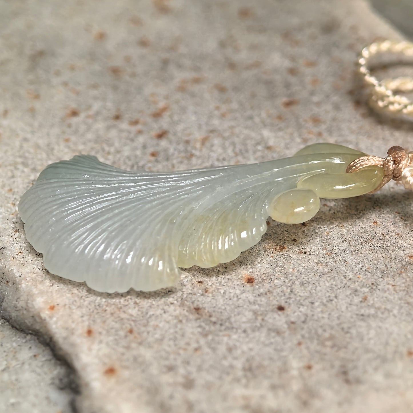 Natural Grade-A Icy Glutinous Light Green Yellow Ginkgo Leaf Jadeite Pendant · Burmese Jade