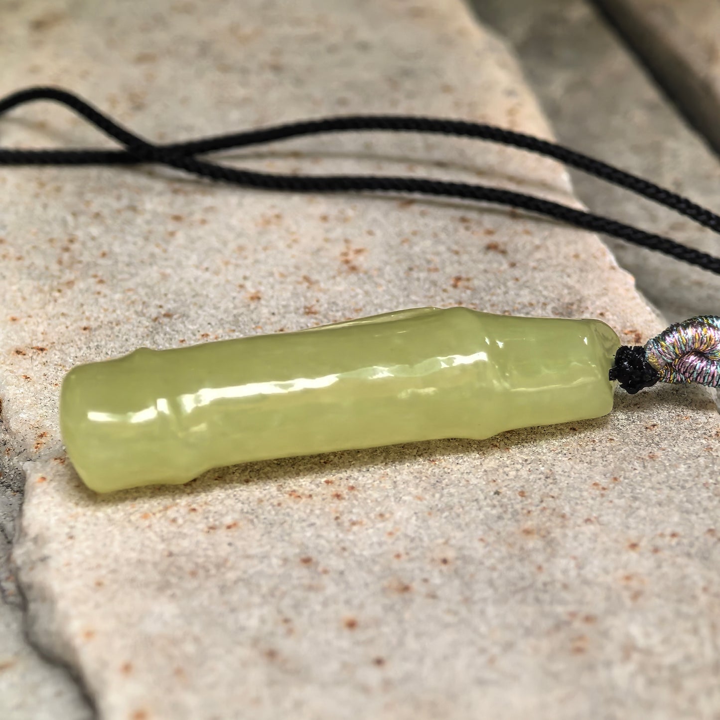 Natural Nephrite Yellow Bamboo Section Pendant · Hetian Jade