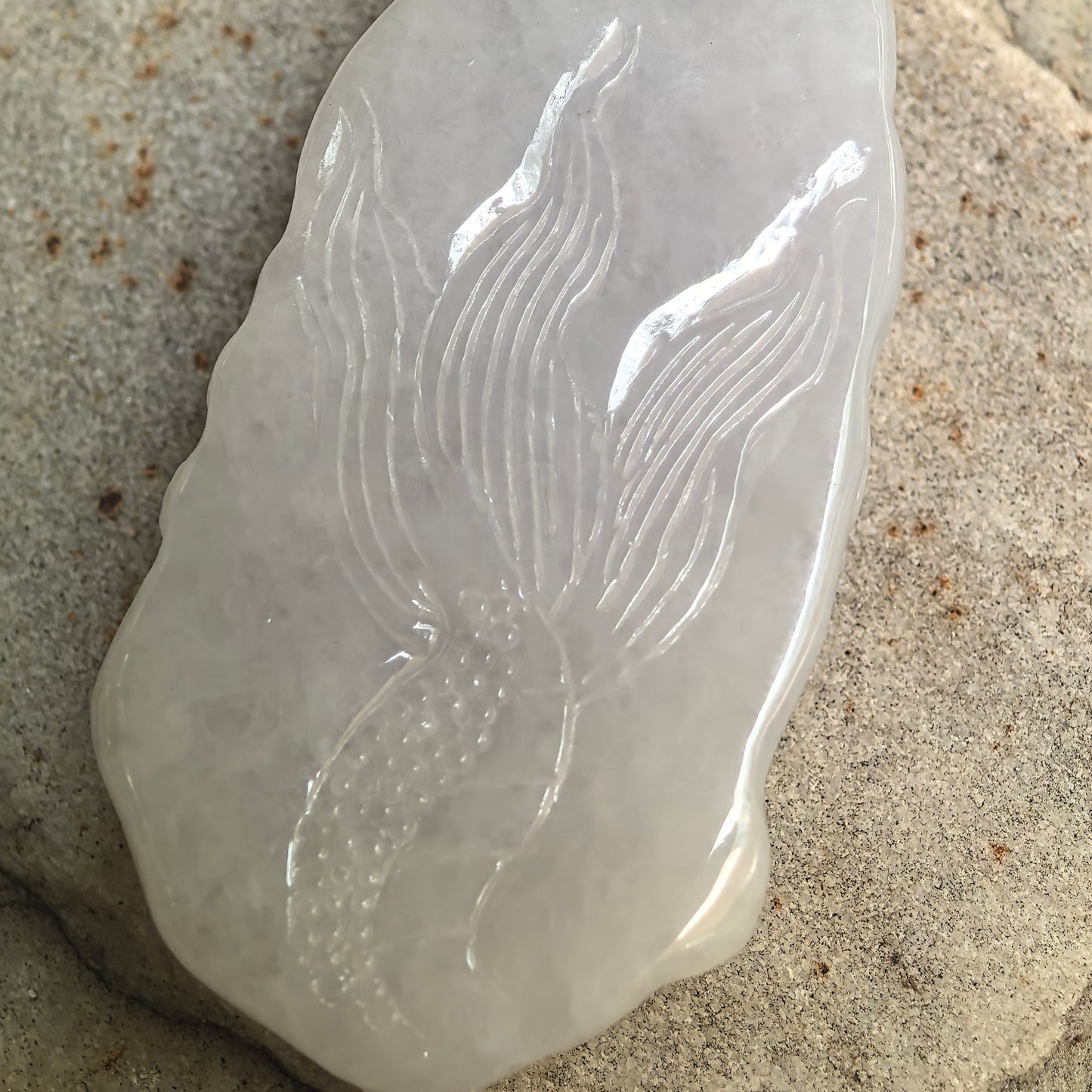 Natural Grade-A Glutinous White Dragon Jadeite Pendant · Burmese Jade