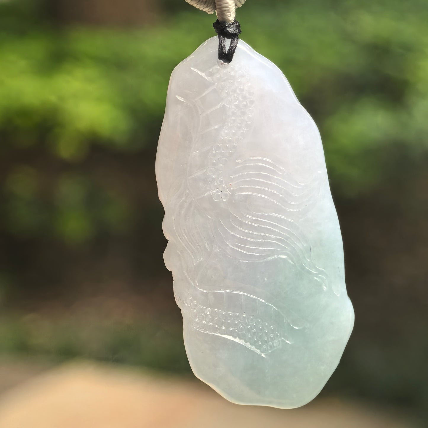 Natural Grade-A Glutinous Pale Green Dragon Jadeite Pendant · Burmese Jade