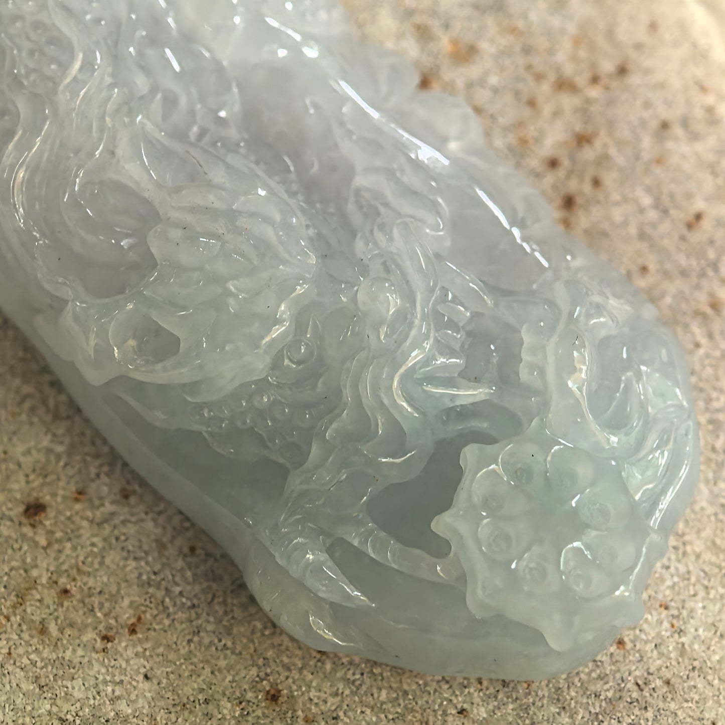 Natural Grade-A Glutinous Pale Green Dragon Jadeite Pendant · Burmese Jade