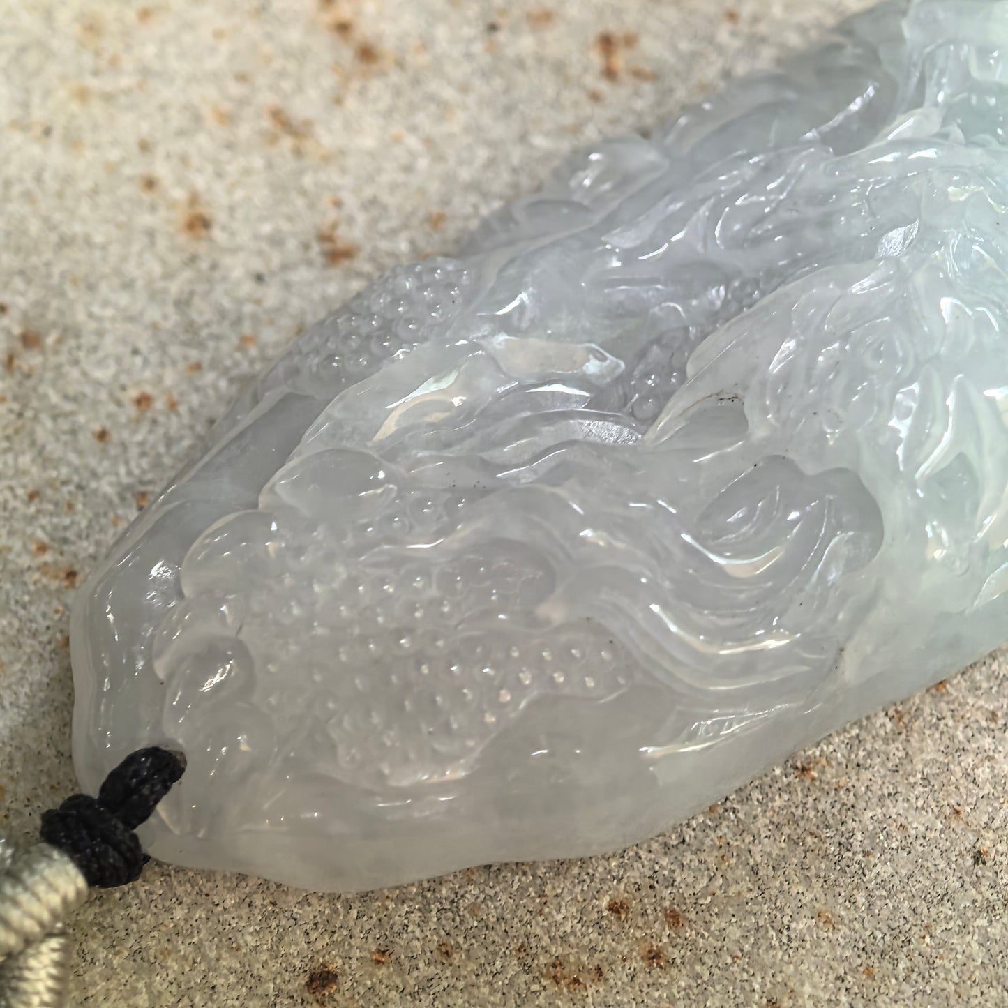 Natural Grade-A Glutinous Pale Green Dragon Jadeite Pendant · Burmese Jade