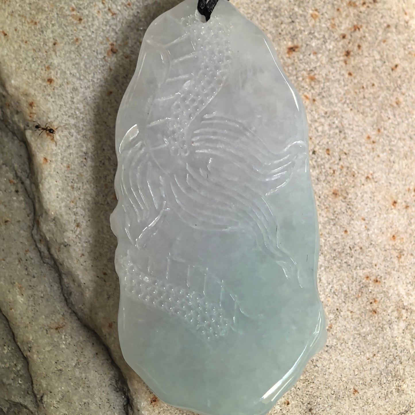 Natural Grade-A Glutinous Pale Green Dragon Jadeite Pendant · Burmese Jade
