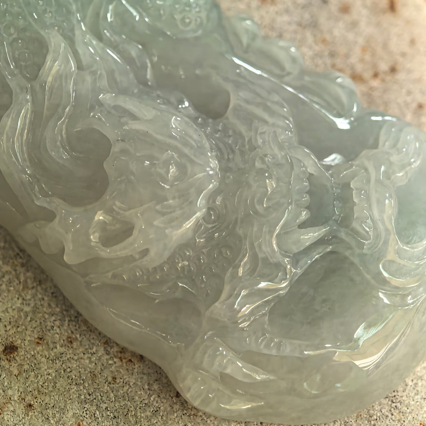 Natural Grade-A Glutinous Pale Green Dragon Jadeite Pendant · Burmese Jade
