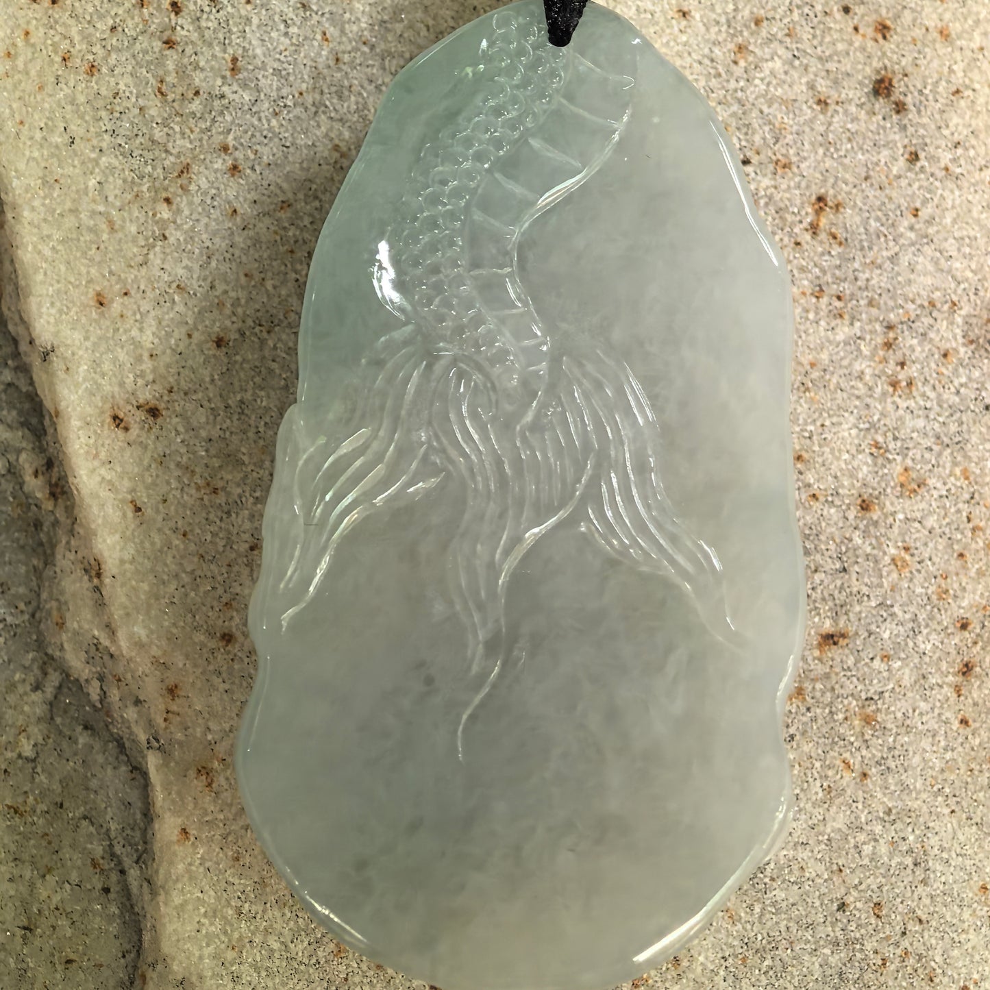 Natural Grade-A Glutinous Pale Green Dragon Jadeite Pendant · Burmese Jade