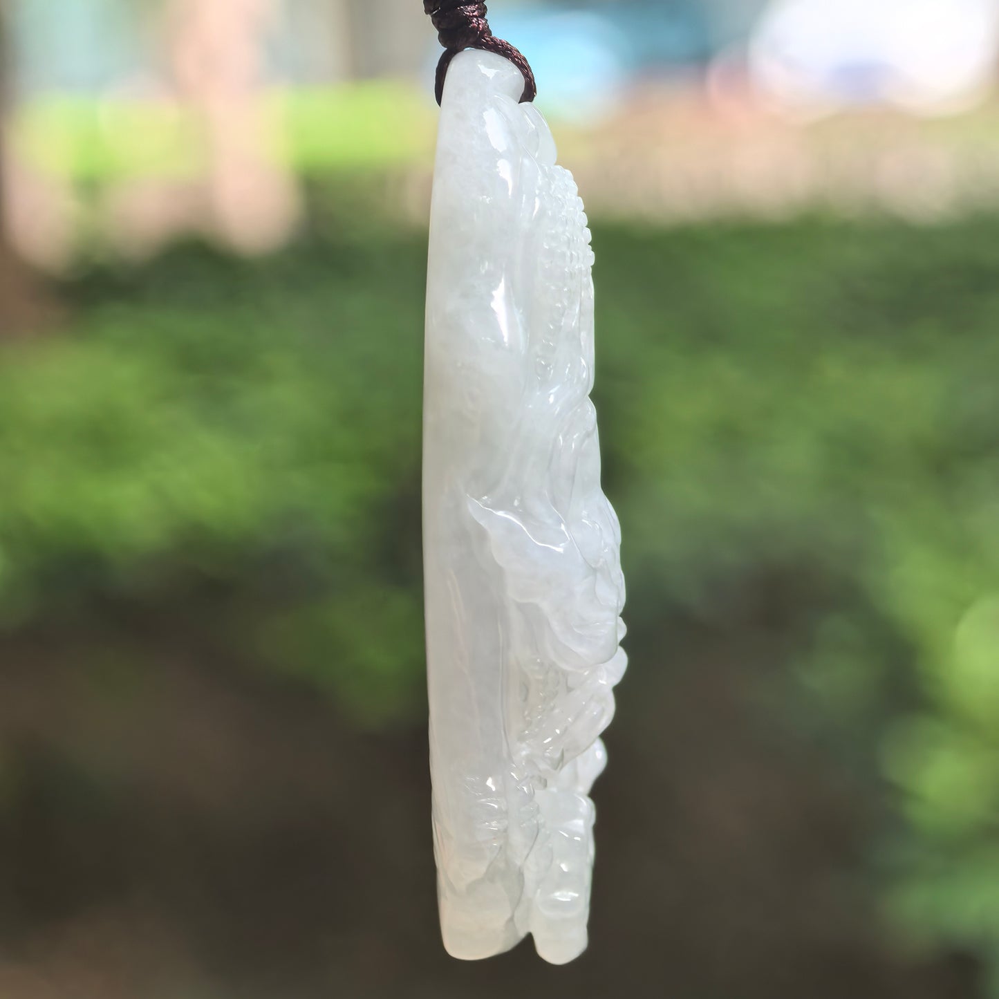 Natural Grade-A Glutinous Pale Green Dragon Jadeite Pendant · Burmese Jade
