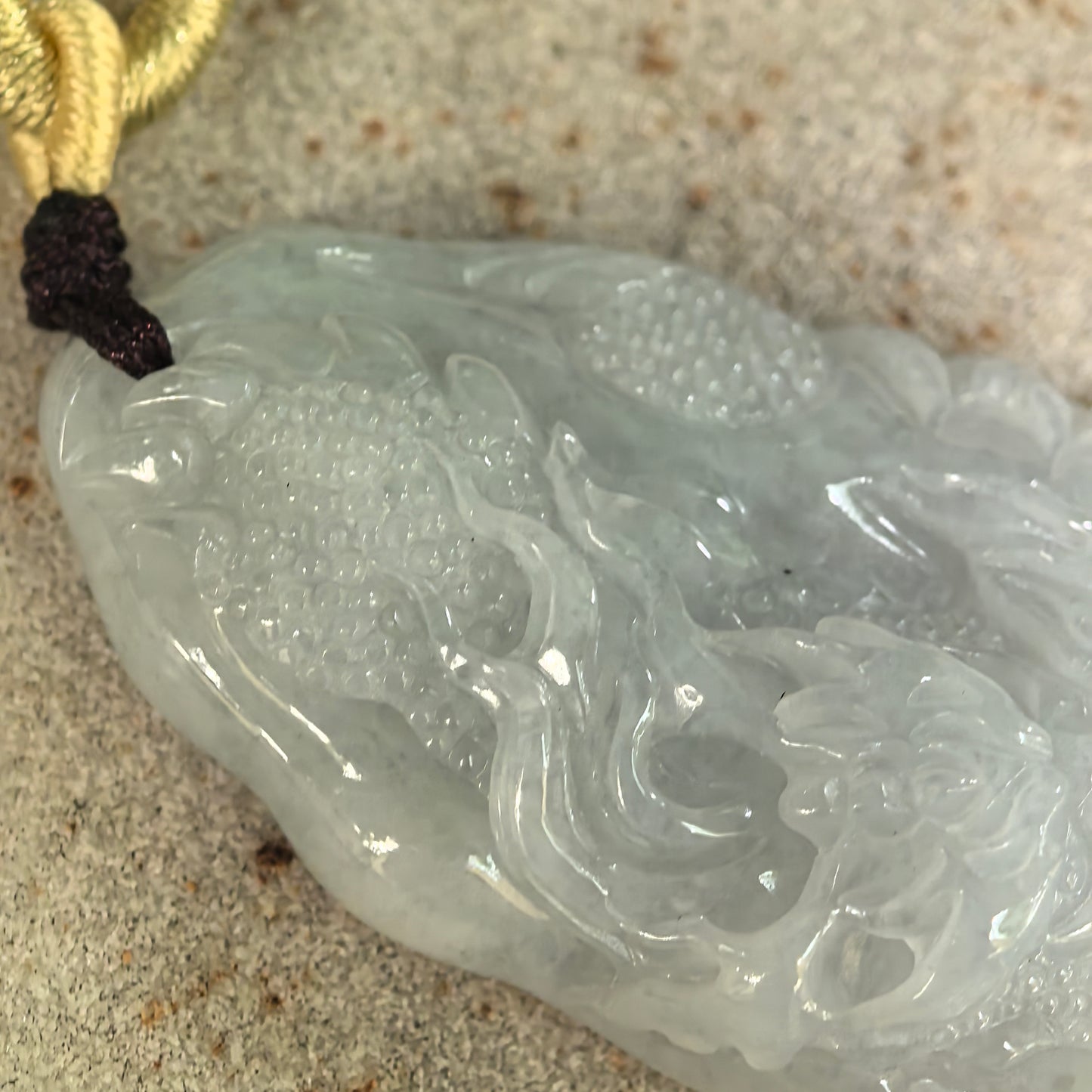 Natural Grade-A Glutinous Pale Green Dragon Jadeite Pendant · Burmese Jade