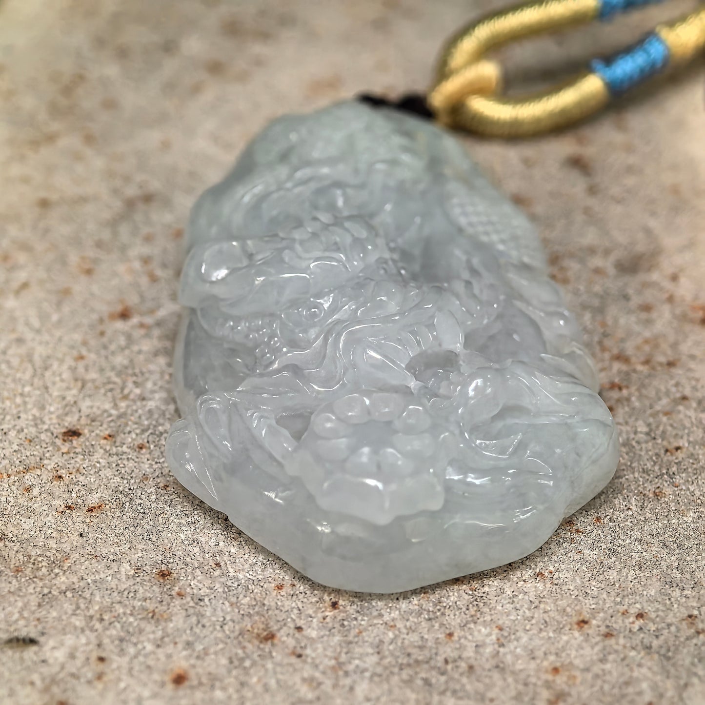Natural Grade-A Glutinous Pale Green Dragon Jadeite Pendant · Burmese Jade