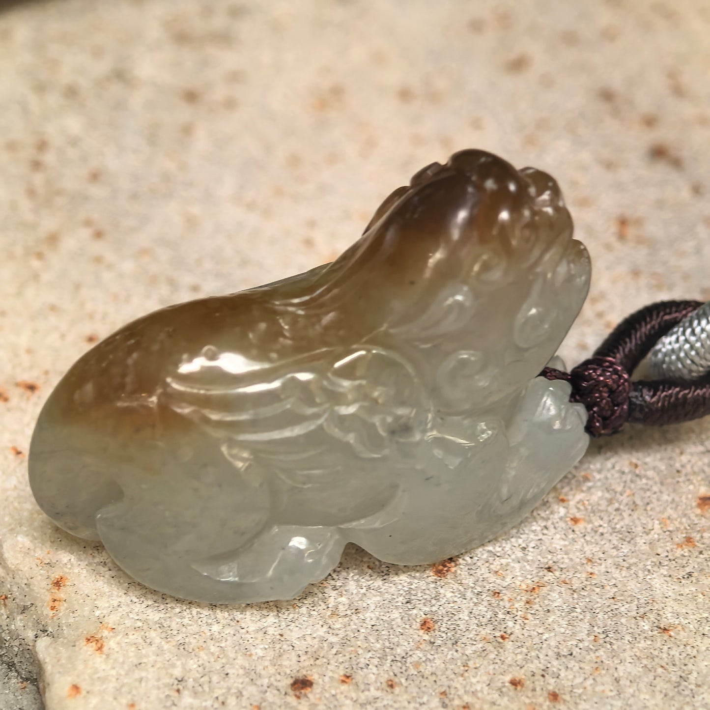 Natural Nephrite Sugar Brown Pixiu Pendant · Hetian Jade
