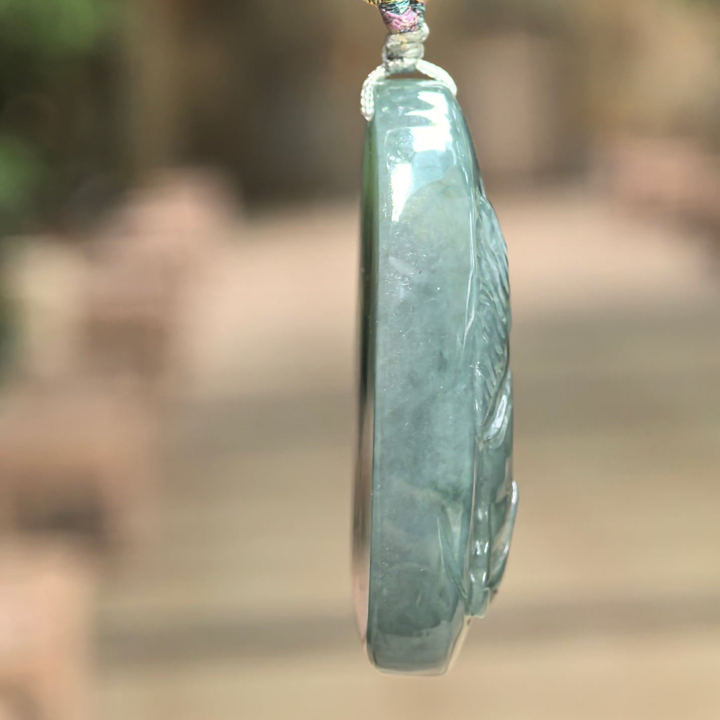 Natural Grade-A Glutinous Deep Green Horse Jadeite Pendant · Burmese Jade