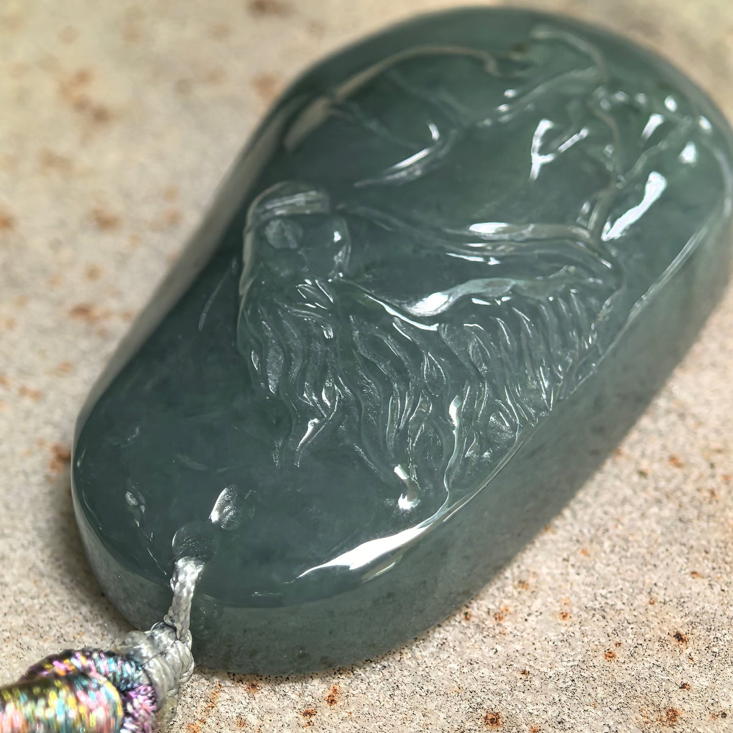 Natural Grade-A Glutinous Deep Green Horse Jadeite Pendant · Burmese Jade