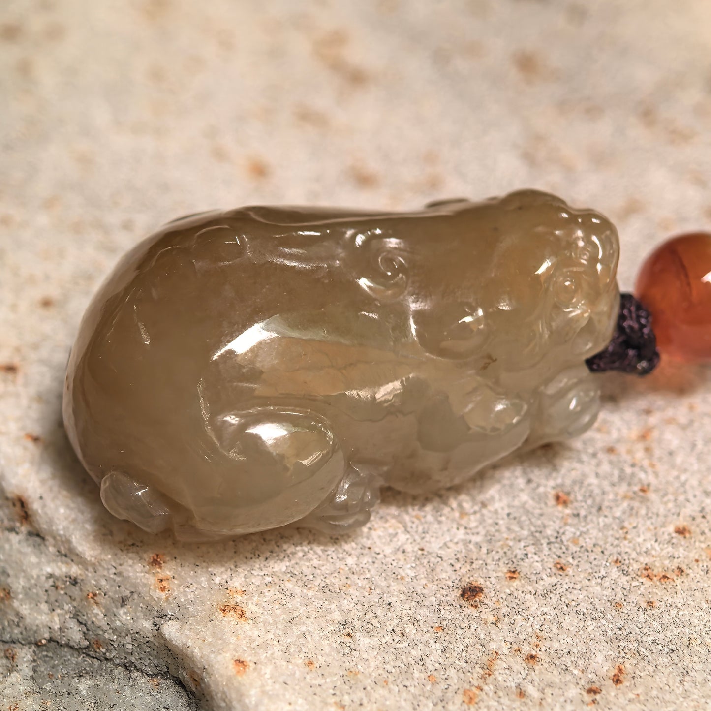 Natural Nephrite Sugar Brown Pixiu Pendant · Hetian Jade