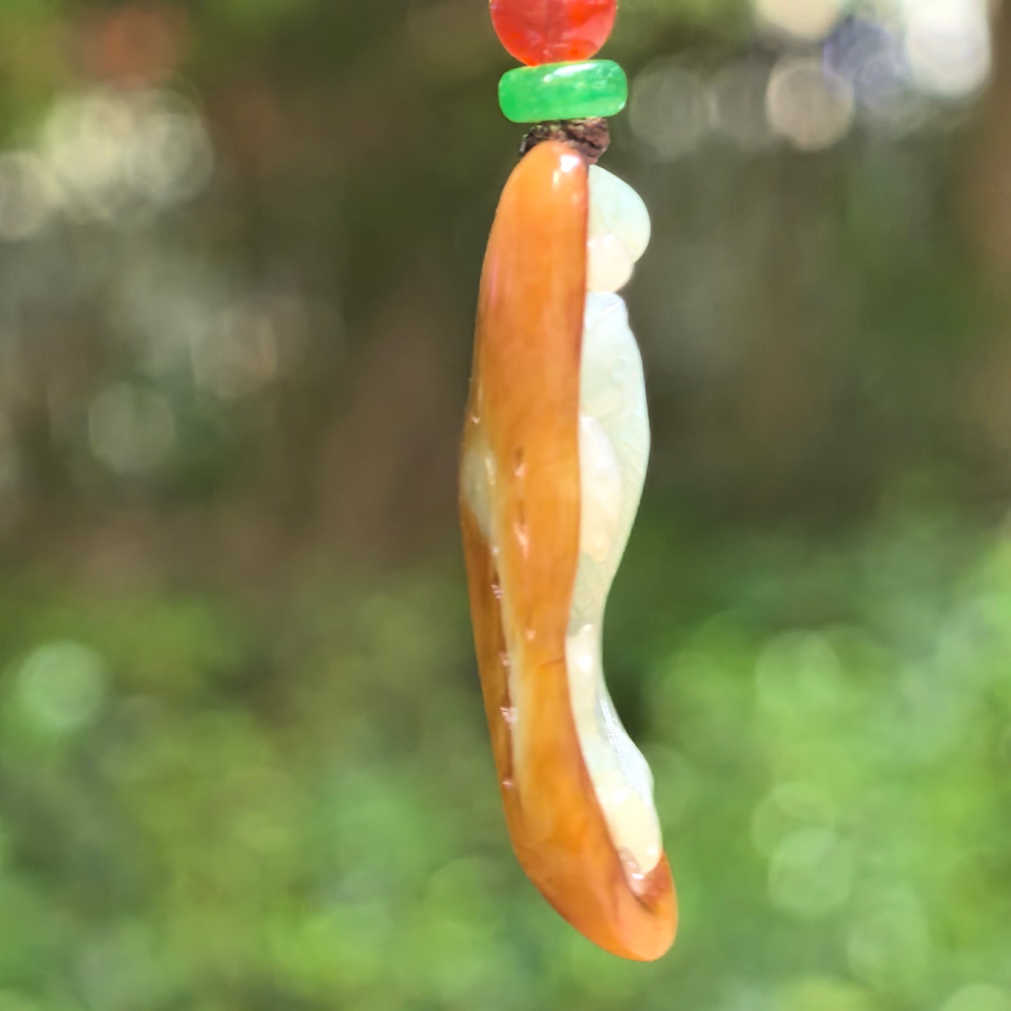 Natural Grade-A Glutinous Yellow and Pale Green Fish Jadeite Pendant · Burmese Jade