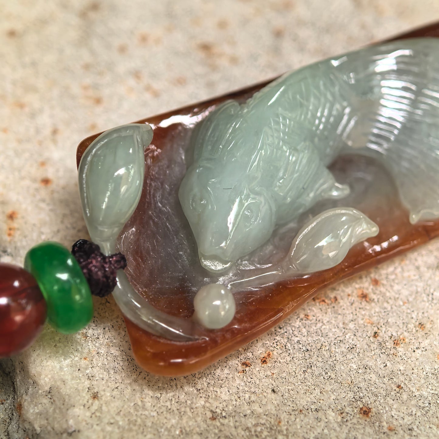 Natural Grade-A Glutinous Yellow and Pale Green Fish Jadeite Pendant · Burmese Jade