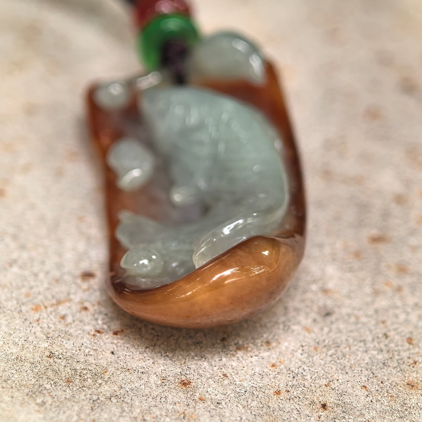 Natural Grade-A Glutinous Yellow and Pale Green Fish Jadeite Pendant · Burmese Jade
