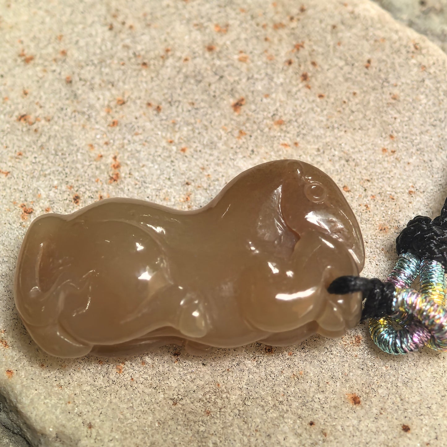 Natural Nephrite Sugar Brown Horse Pendant · Hetian Jade