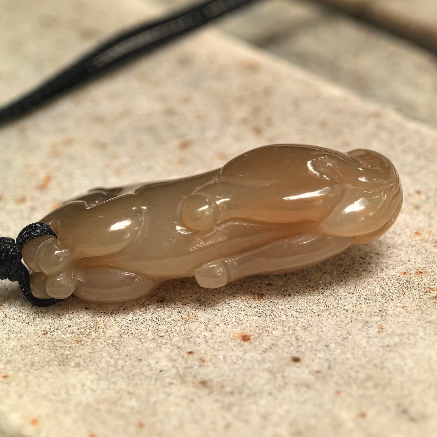 Natural Nephrite Sugar Brown Horse Pendant · Hetian Jade