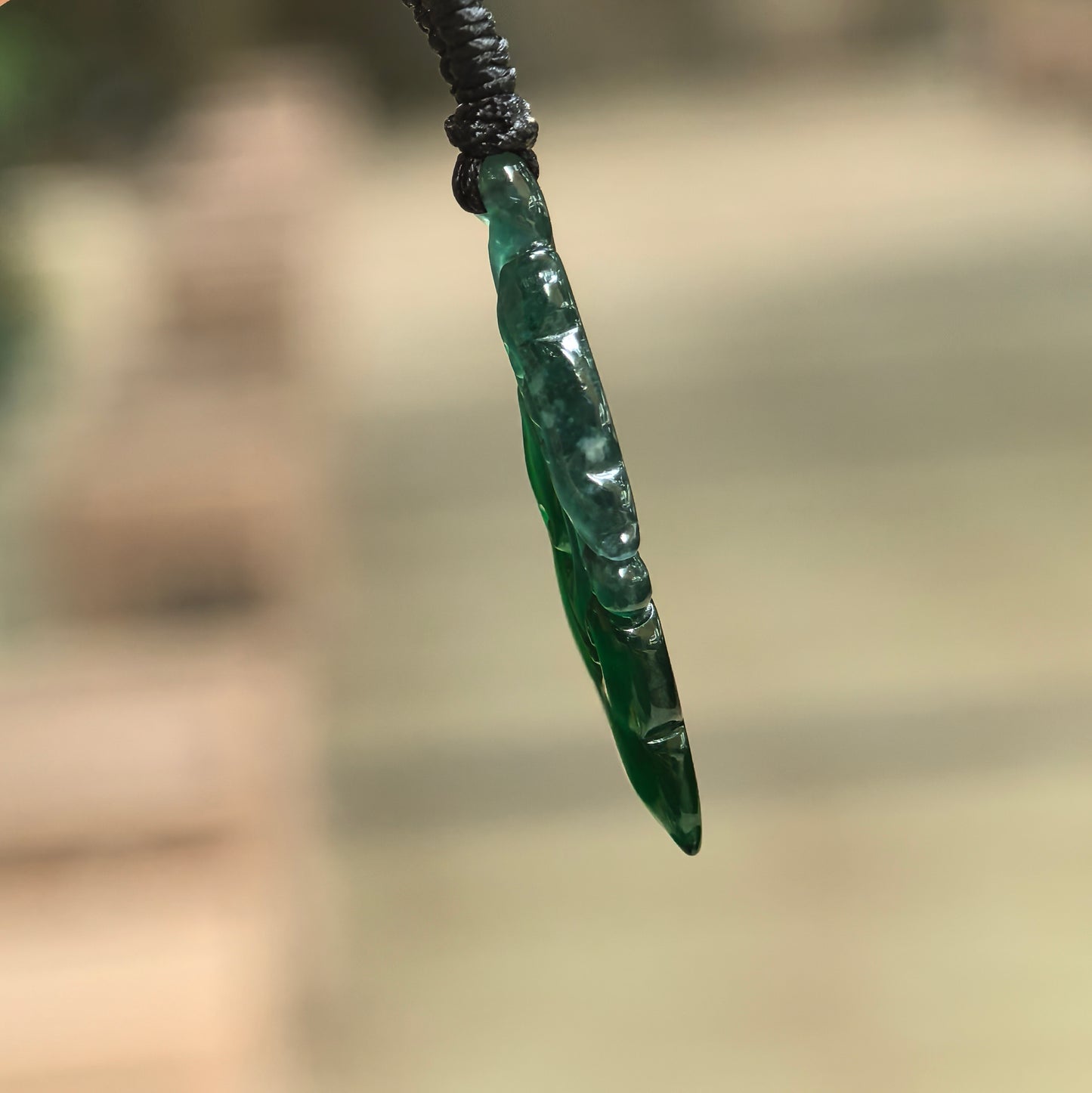 Natural Grade-A Glutinous-Icy Dark Green Ruyi Jadeite Pendant · Guatemalan Jade