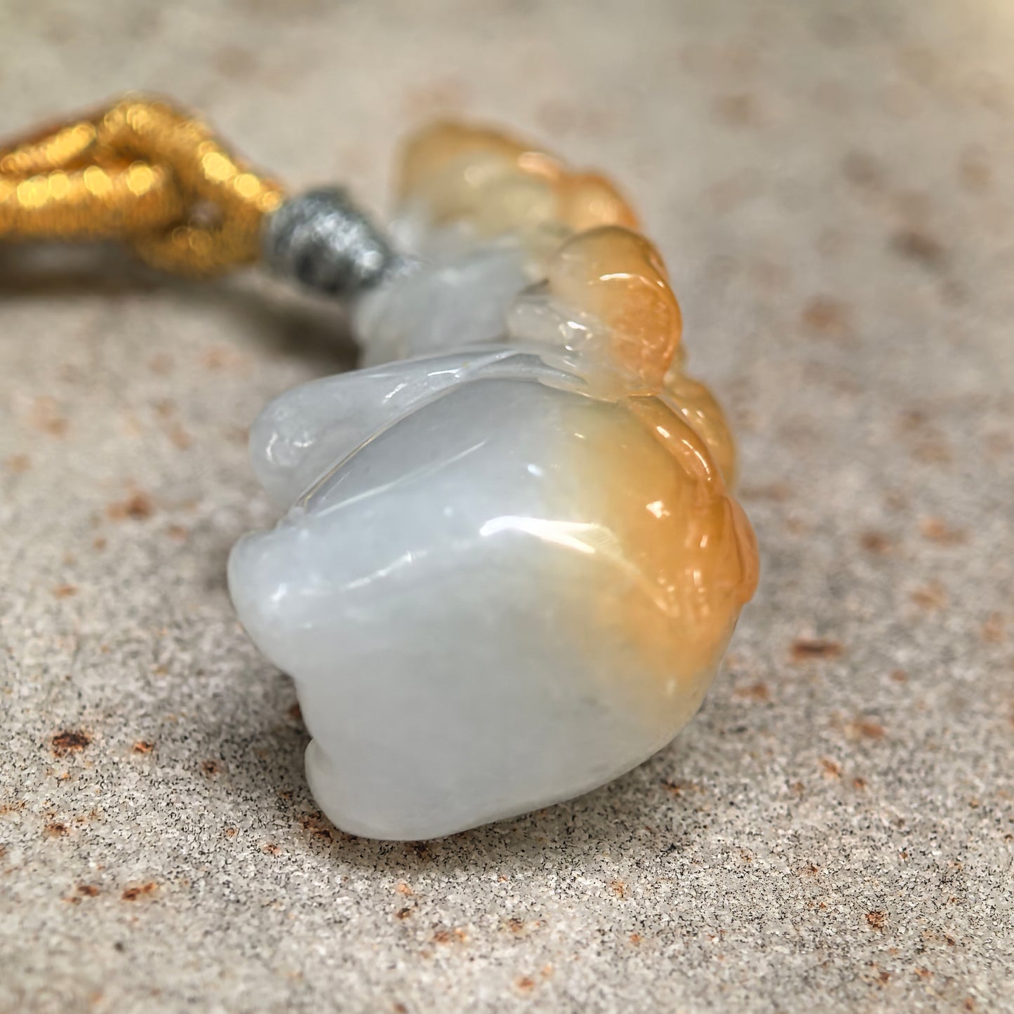 Natural Grade-A Glutinous White & Yellow Skin Monkey-on-Elephant Jadeite Pendant · Burmese Jade