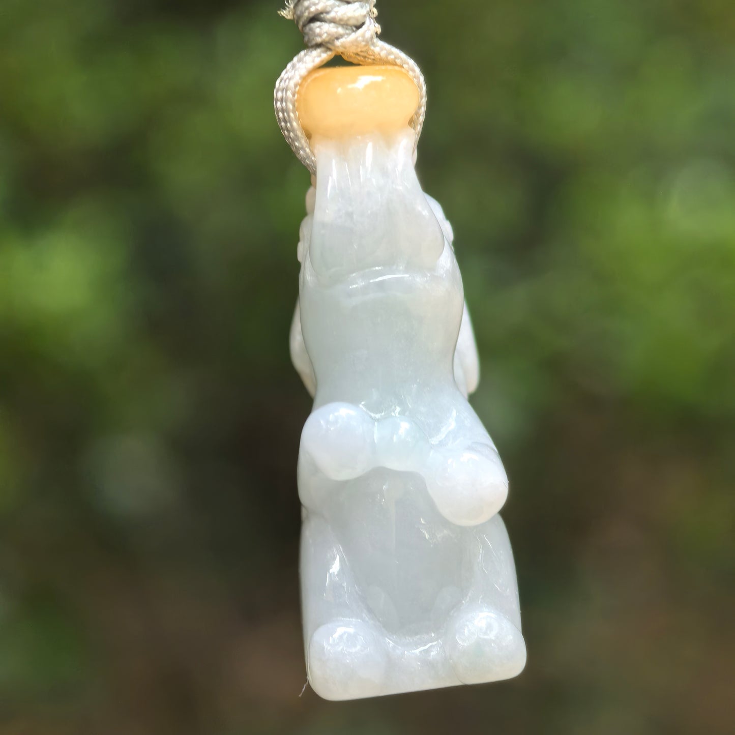 Natural Grade-A Glutinous White & Yellow Jadeite Elephant Pendant · Burmese Jade