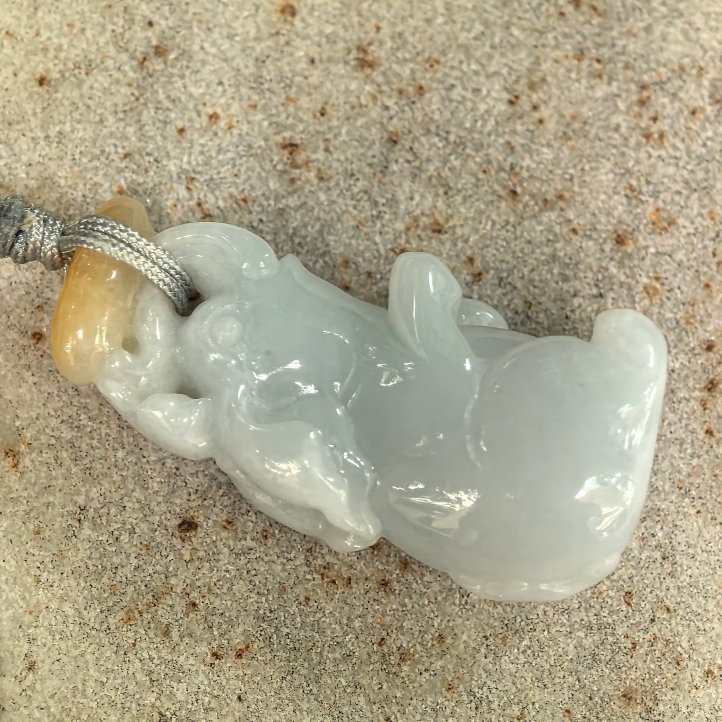 Natural Grade-A Glutinous White & Yellow Jadeite Elephant Pendant · Burmese Jade
