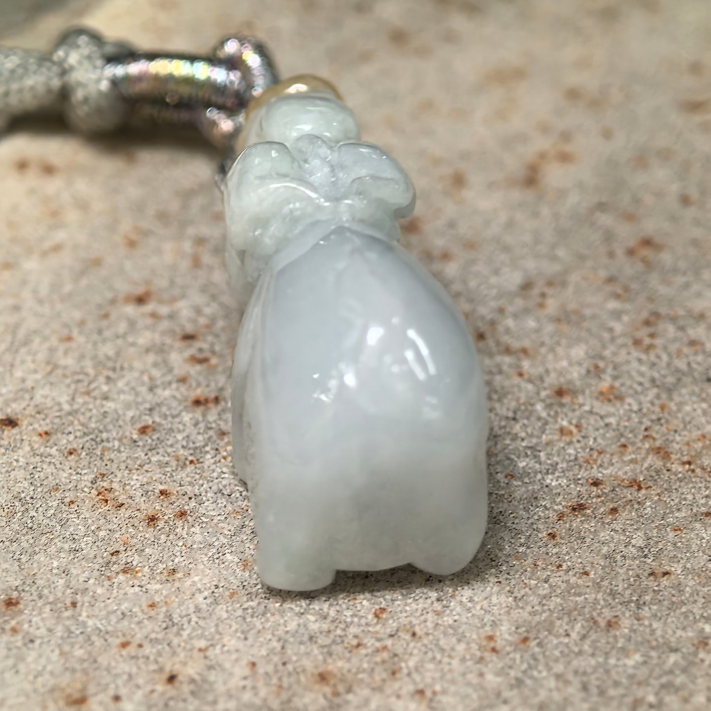 Natural Grade-A Glutinous White & Yellow Jadeite Elephant Pendant · Burmese Jade