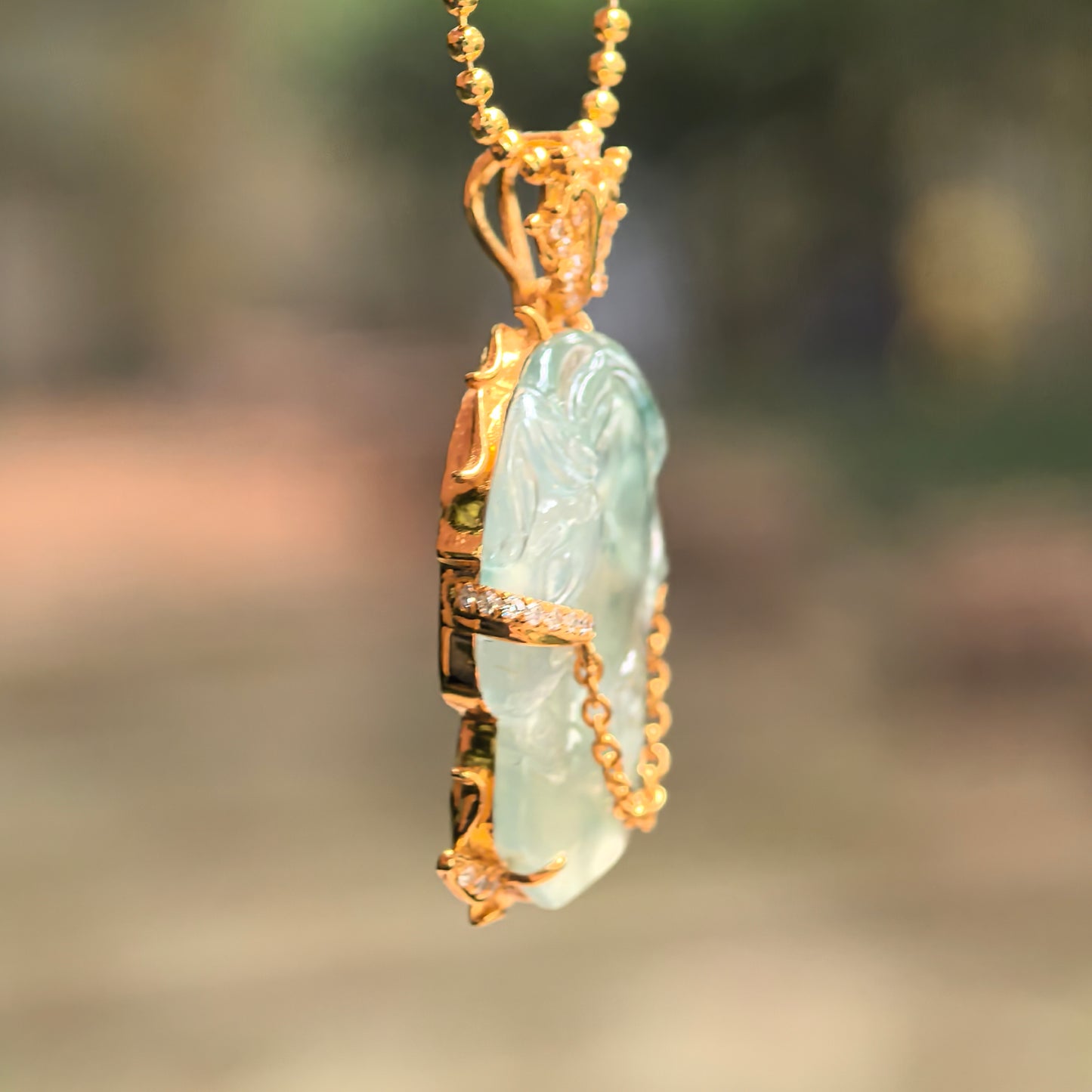 Natural Grade-A Icy Light Green Horse Head Jadeite Pendant · Burmese Jade
