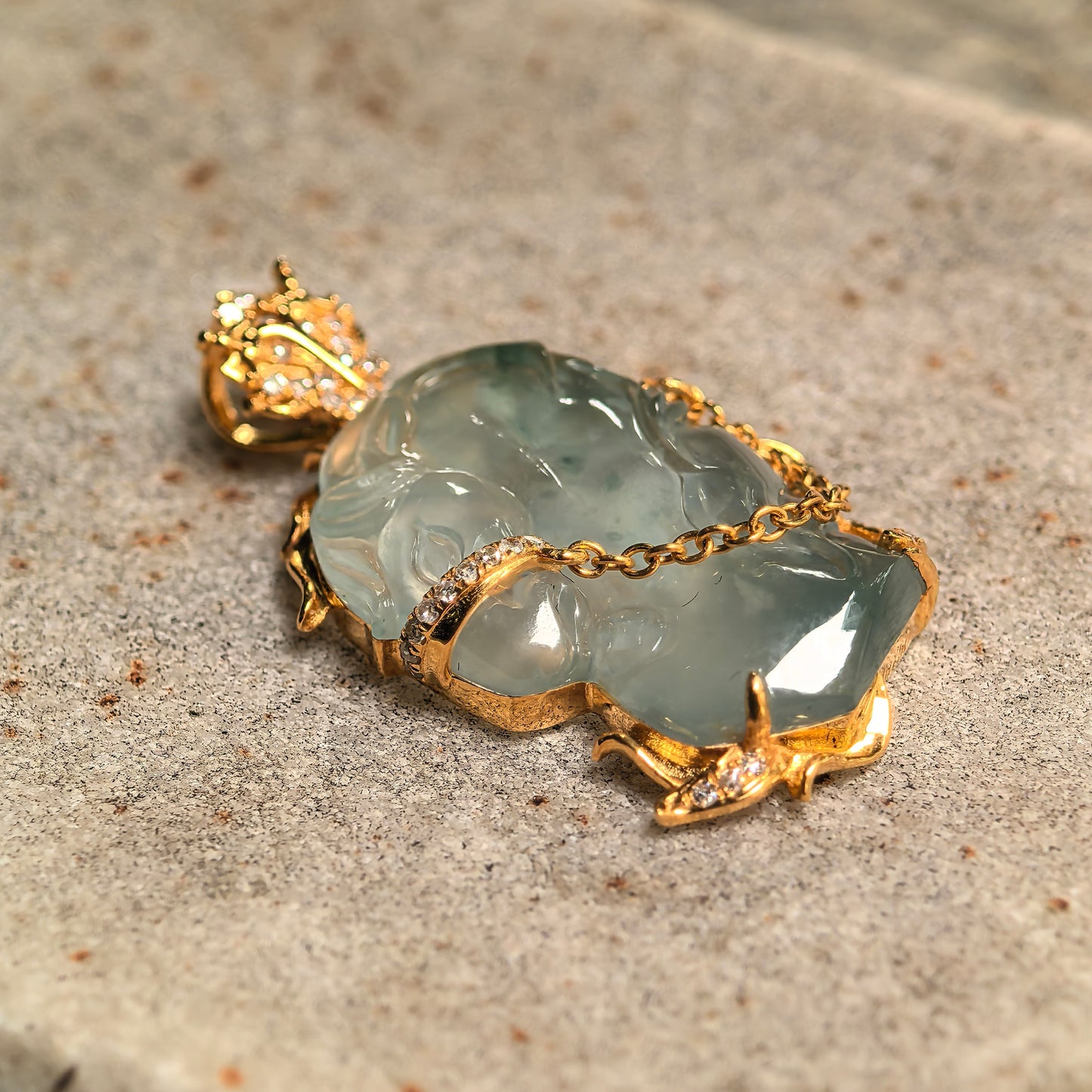 Natural Grade-A Icy Light Green Horse Head Jadeite Pendant · Burmese Jade