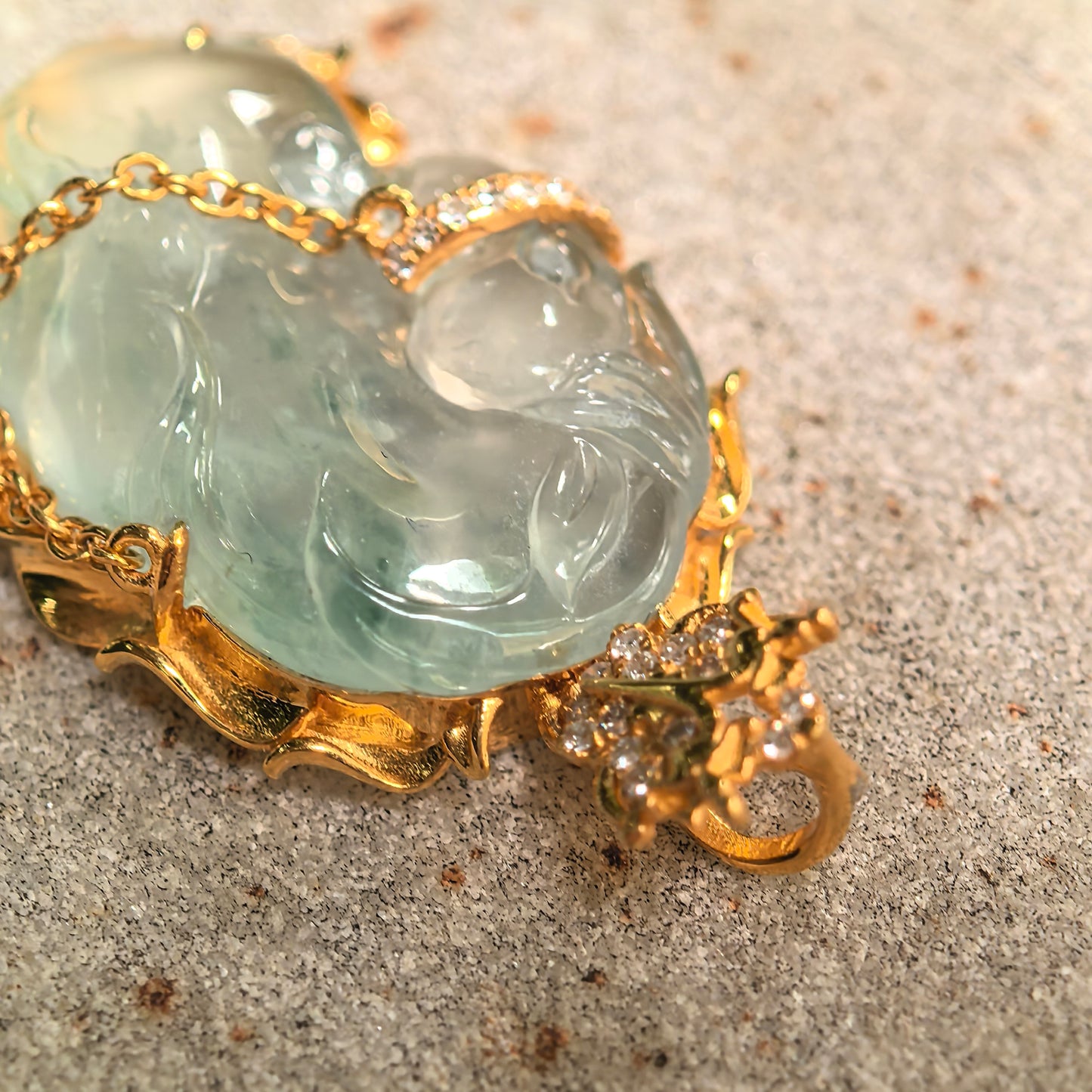 Natural Grade-A Icy Light Green Horse Head Jadeite Pendant · Burmese Jade