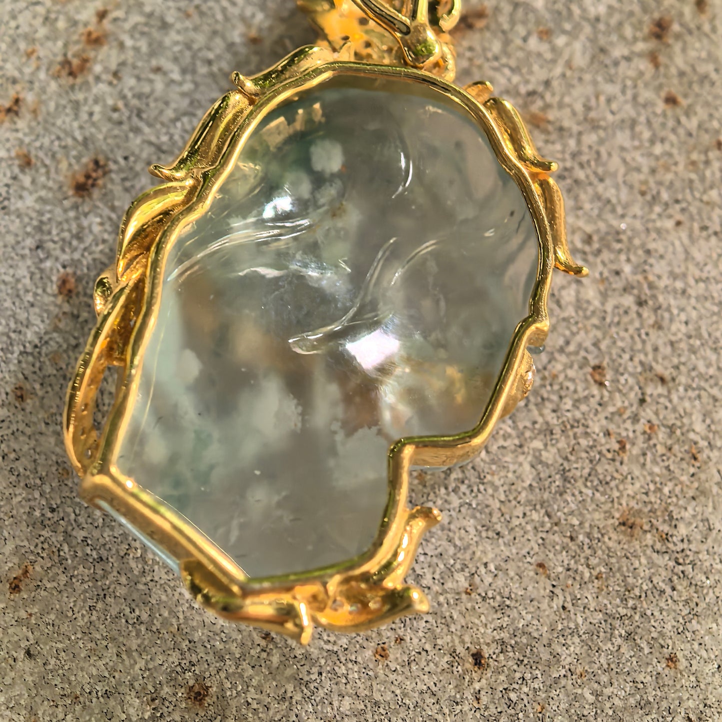 Natural Grade-A Icy Light Green Horse Head Jadeite Pendant · Burmese Jade