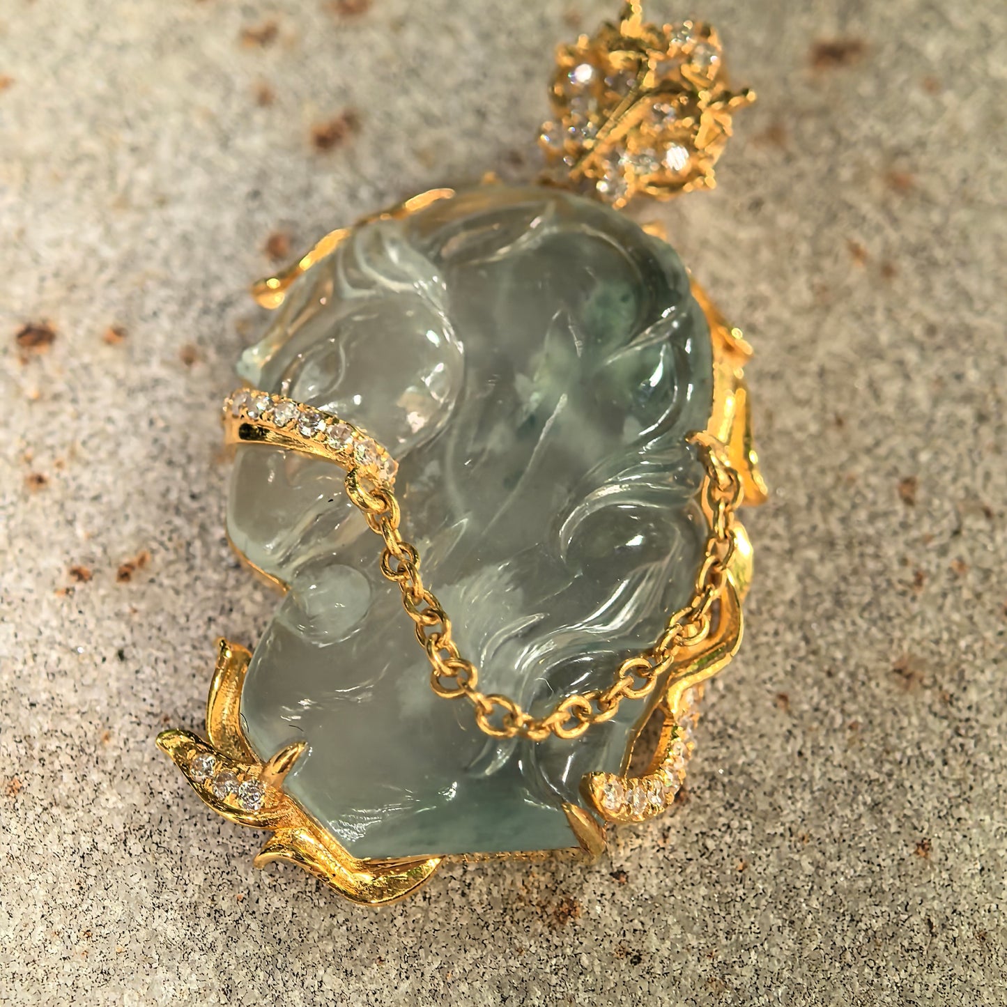 Natural Grade-A Icy Light Green Horse Head Jadeite Pendant · Burmese Jade
