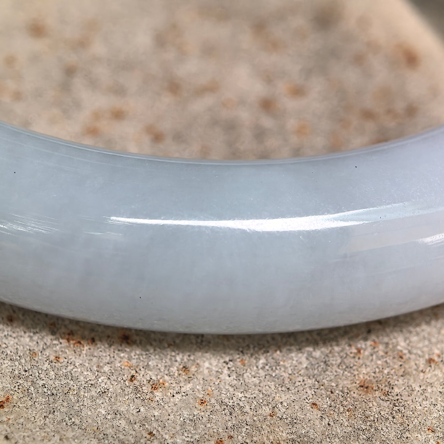 Natural Grade-A Icy Glutinous Light Lavender Base Green Floater Round Jadeite Bangle · Burmese Jade 54mm
