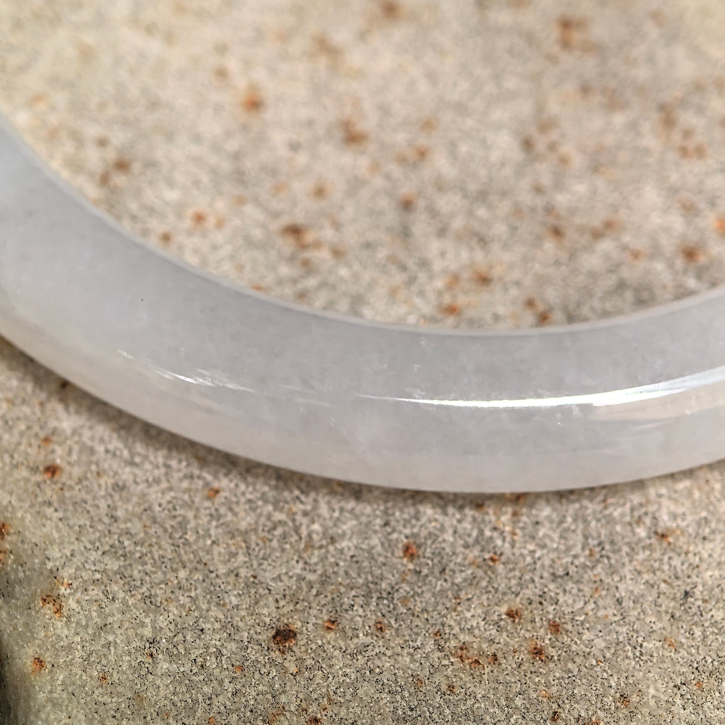 Natural Grade-A Icy Glutinous Light Green-White Round Jadeite Bangle · Burmese Jade 52mm