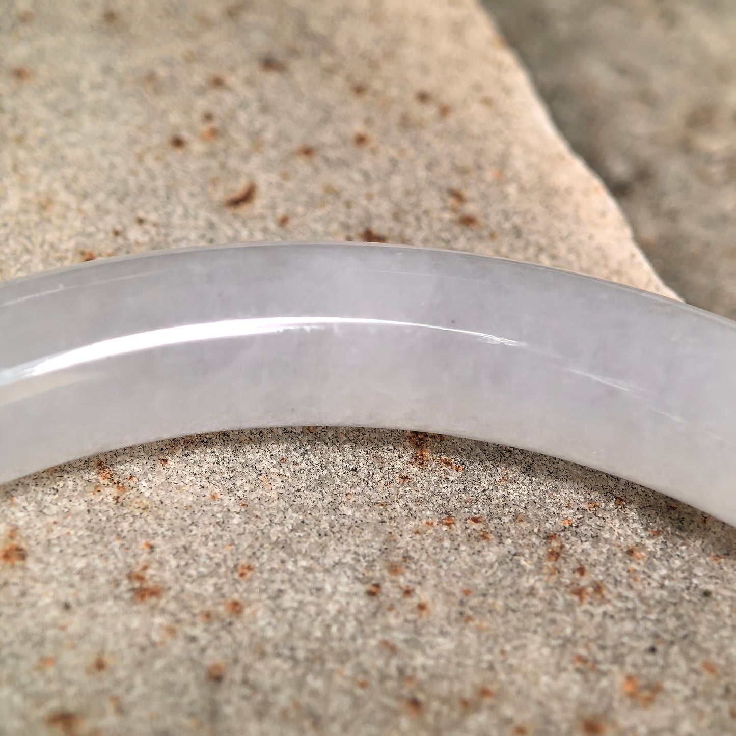 Natural Grade-A Icy Glutinous Light Green-White Round Jadeite Bangle · Burmese Jade 52mm
