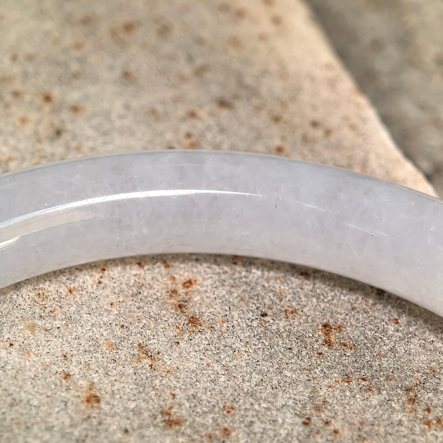 Natural Grade-A Icy Glutinous Light Green-White Round Jadeite Bangle · Burmese Jade 52mm