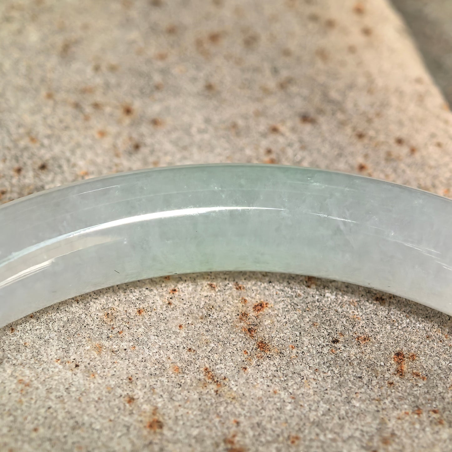 Natural Grade-A Icy Glutinous Light Green-White Round Jadeite Bangle · Burmese Jade 52mm