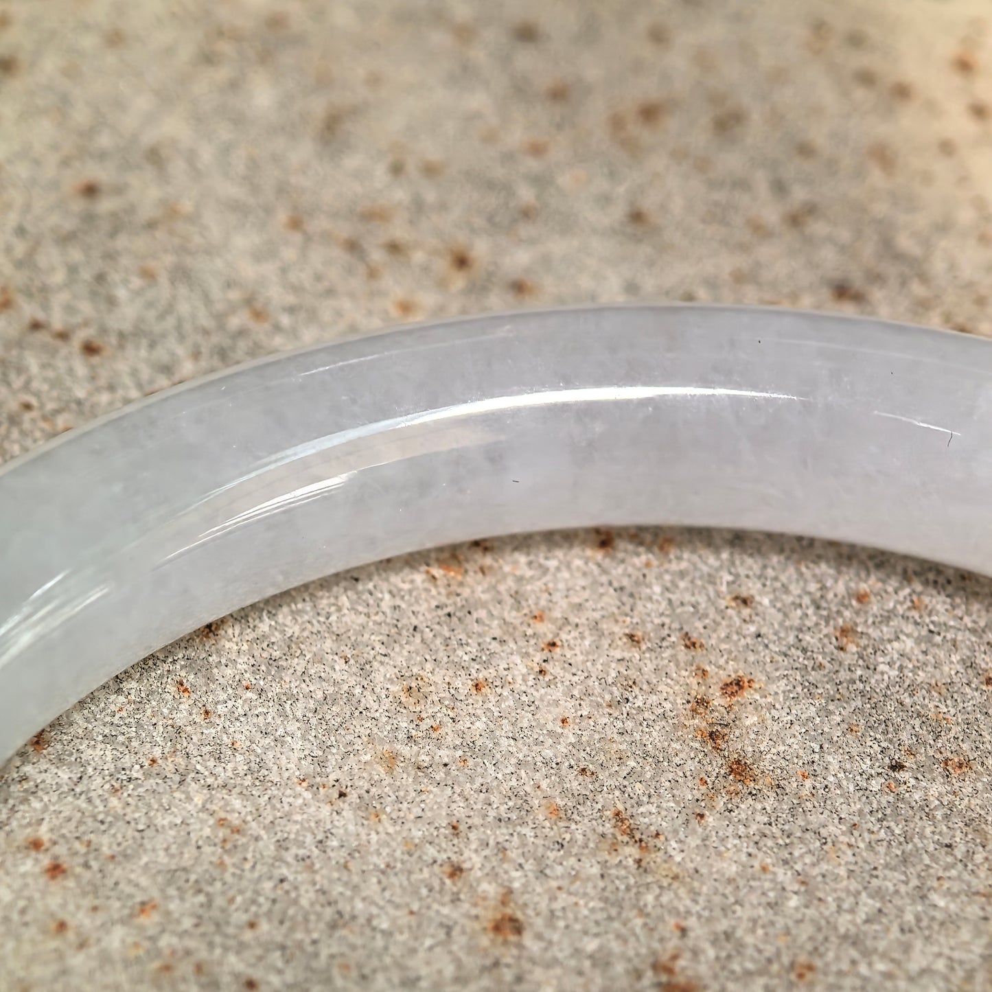 Natural Grade-A Icy Glutinous Light Green-White Round Jadeite Bangle · Burmese Jade 52mm