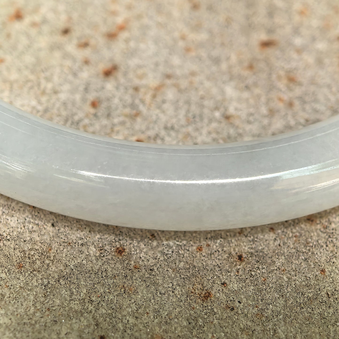 Natural Grade-A Glutinous White Slim Round Jadeite Bangle · Burmese Jade 53mm