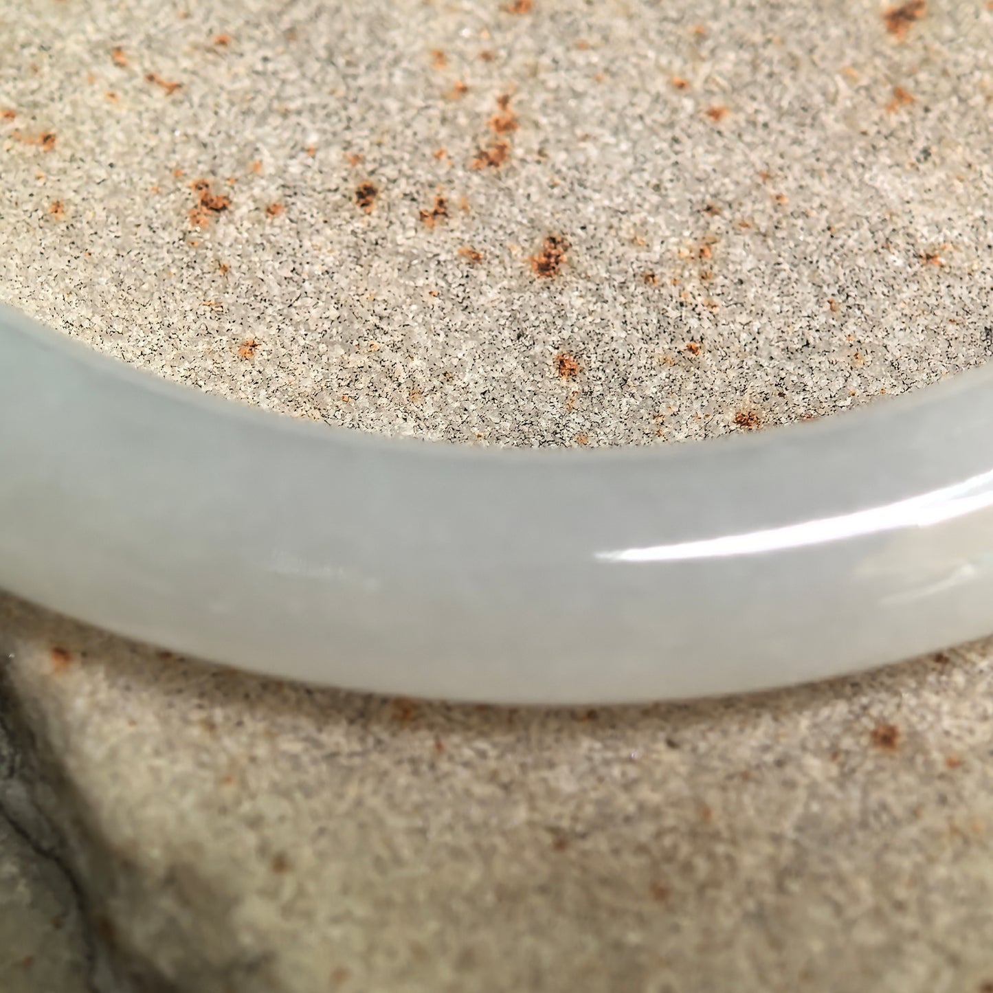 Natural Grade-A Glutinous White Slim Round Jadeite Bangle · Burmese Jade 53mm