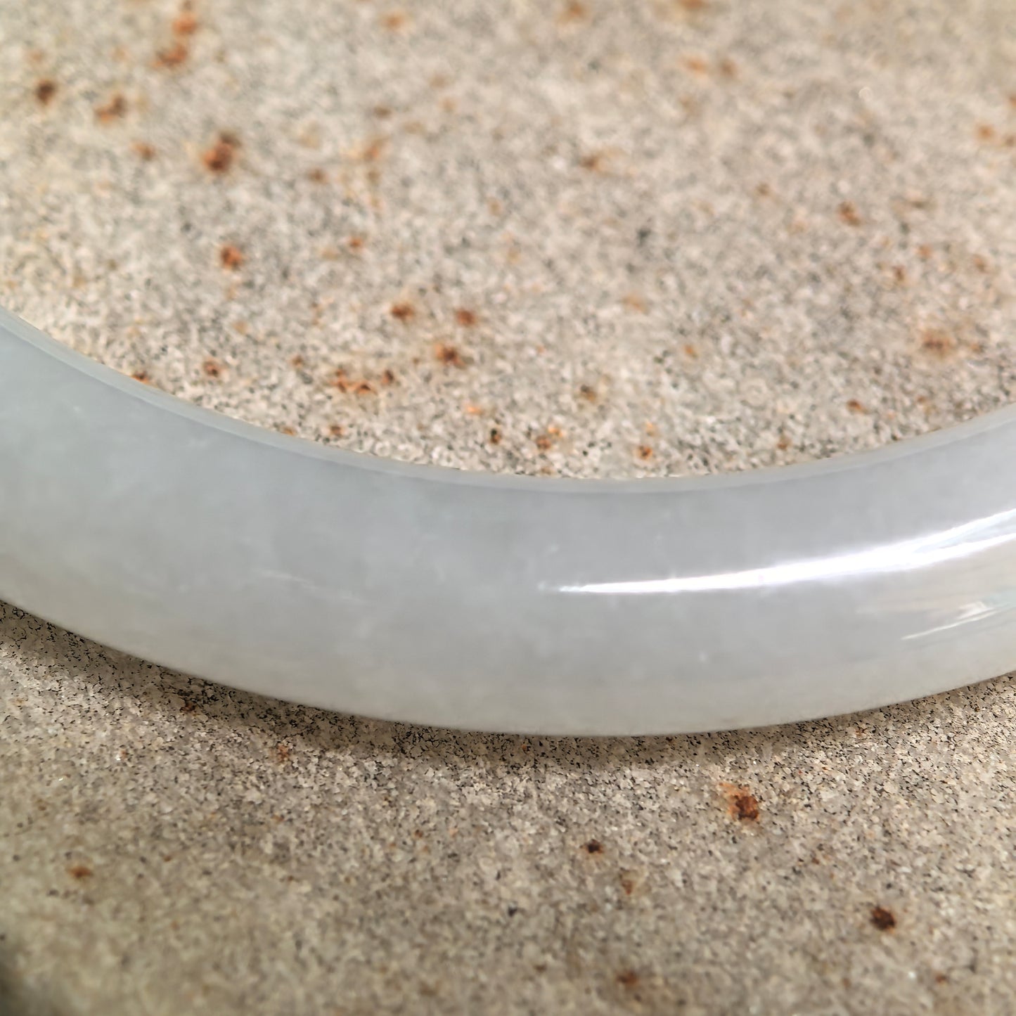 Natural Grade-A Glutinous White Slim Round Jadeite Bangle · Burmese Jade 53mm